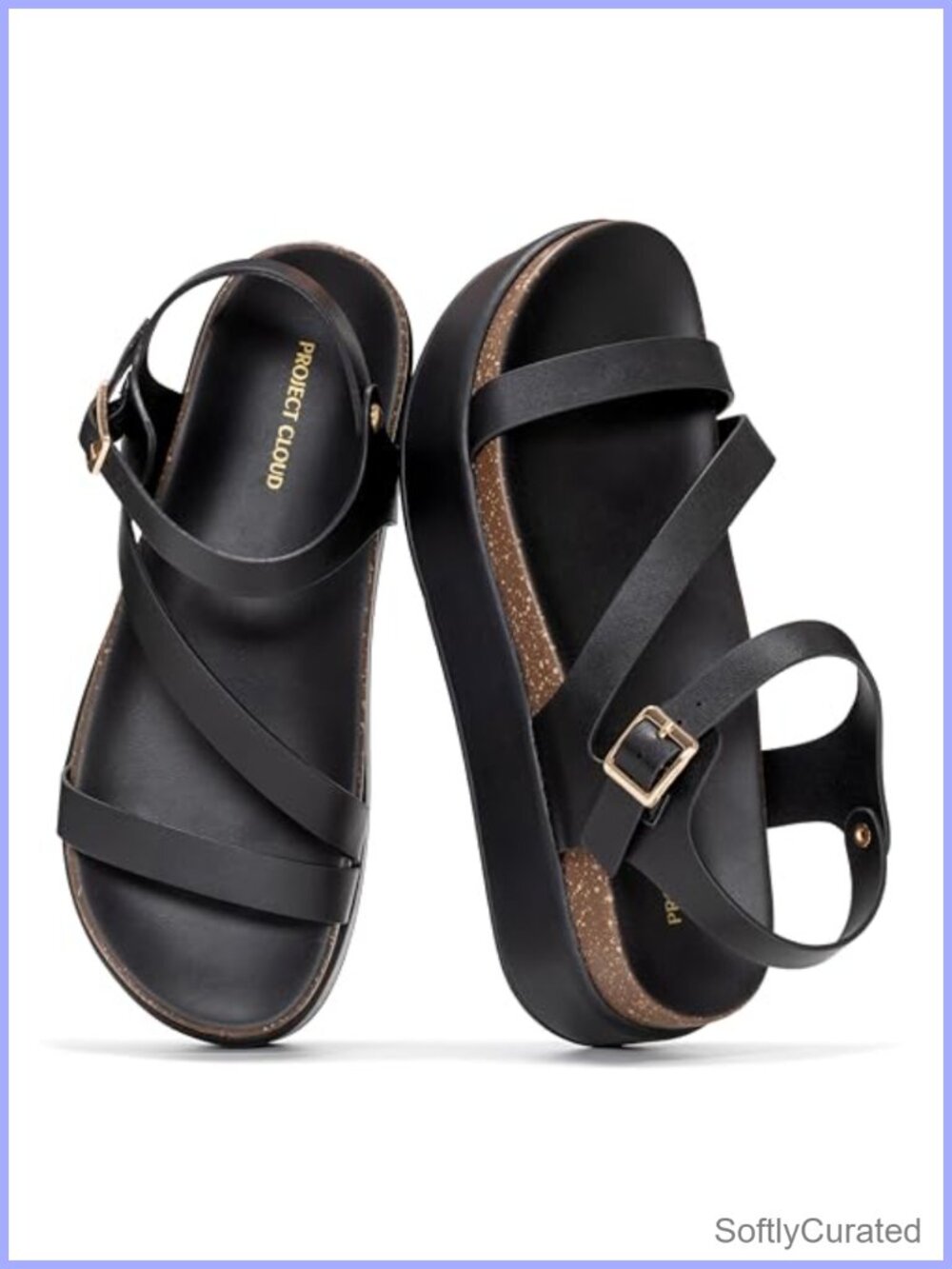 Platform Sandals Adjustable Ankle Strap Leather Cushioned Women